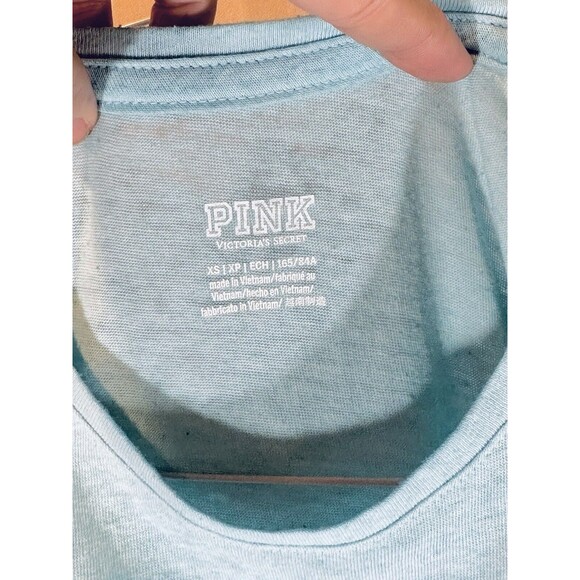 Victoria Secret Pink Tank XS Women Cropped Tank Top Mint Green Burnout Shirt - Picture 3 of 6